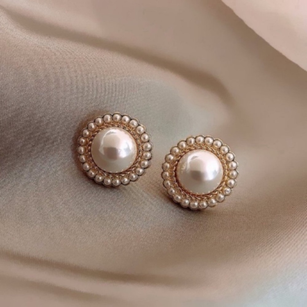 5 for $25 Elegant 14k Gold Plated Pearl Stud Earrings